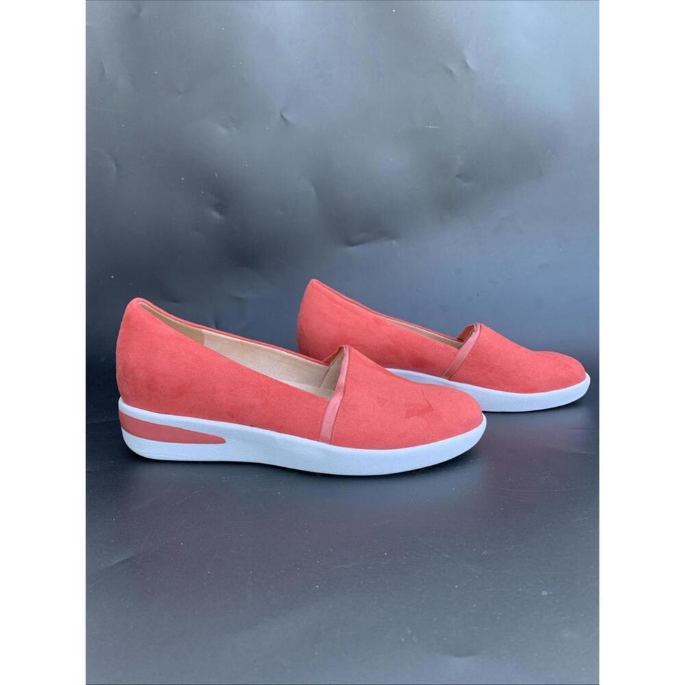 Kenneth Cole Reaction Fay Wedge Sneaker Shoes Coral Red Loafer Size 9.5 Womens